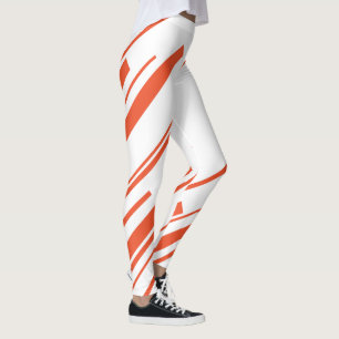 Diagonalen in Sinaasappel en wit Leggings