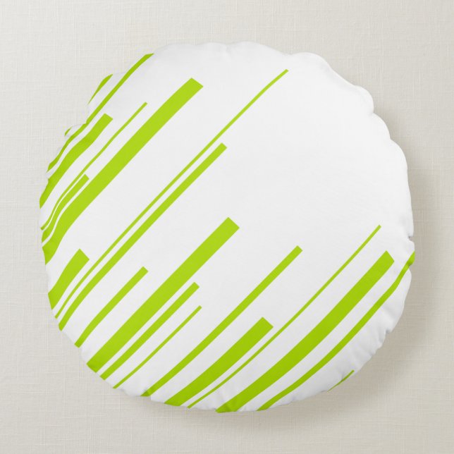 Diagonalen - Lime Green en White Rond Kussen (Voorkant)