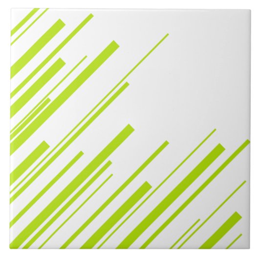 Diagonalen - Lime Green en White Tegeltje (Voorkant)