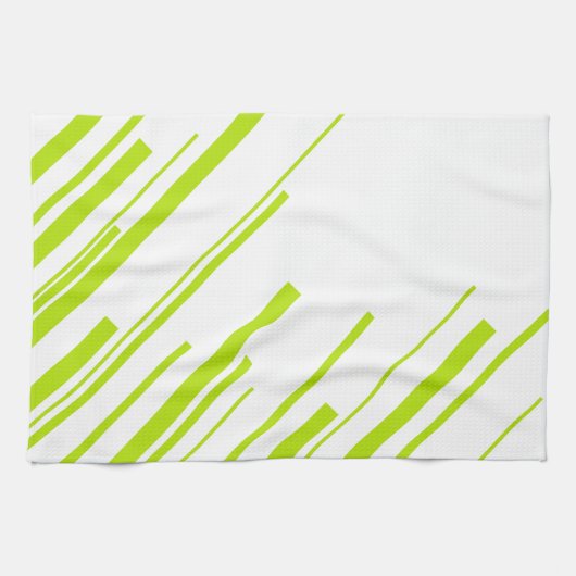 Diagonalen - Lime Green en White Theedoek (Horizontaal)