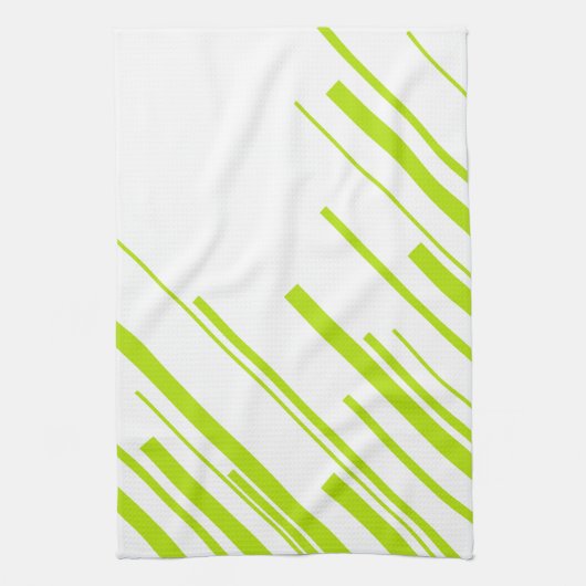 Diagonalen - Lime Green en White Theedoek (Verticaal)