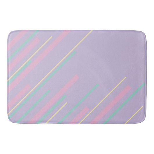 Diagonalen - Pastel Roze, Geel, Paarse en Groen Badmat (Voorkant)
