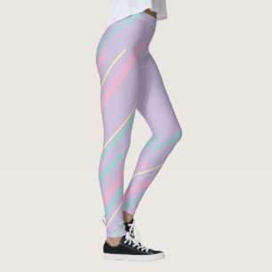 Diagonalen - Pastel Roze, Geel, Paarse en Groen Leggings