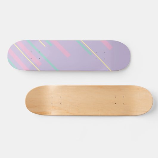Diagonalen - Pastel Roze, Geel, Paarse en Groen Persoonlijk Skateboard (Horizontaal)