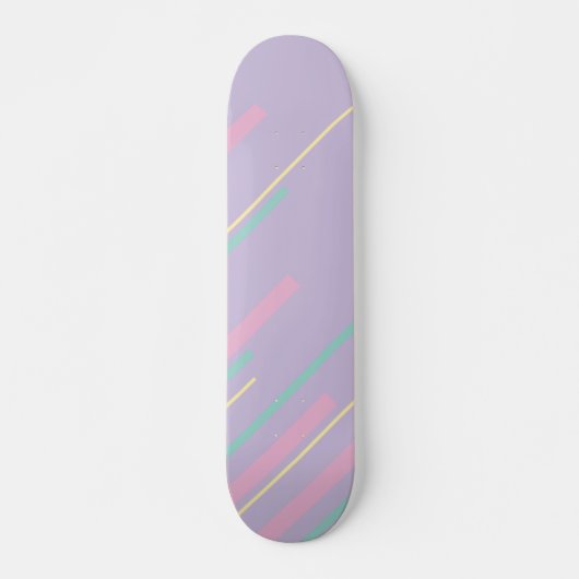 Diagonalen - Pastel Roze, Geel, Paarse en Groen Persoonlijk Skateboard (Voorkant)