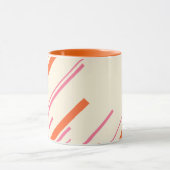 Diagonalen - Roze, Oranje en Crème Mok (Midden)