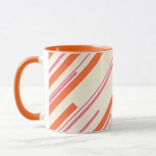 Diagonalen - Roze, Oranje en Crème Mok