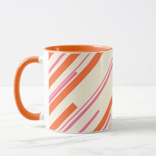 Diagonalen - Roze, Oranje en Crème Mok (Links)