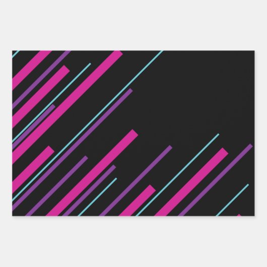 Diagonalen - Roze, Paars, blauw en zwart Inpakpapier Vel (Voorkant)