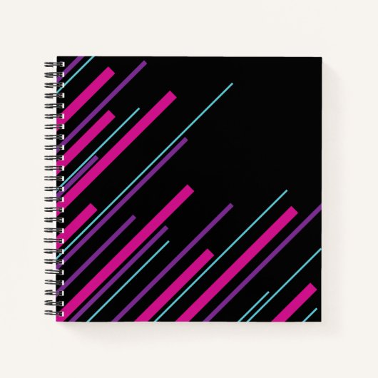 Diagonalen - Roze, Paars, blauw en zwart Notitieboek (Voorkant)
