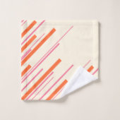 Diagonals - Roze, Sinaasappel en Crème Bad Handdoek (Wasdoekje)
