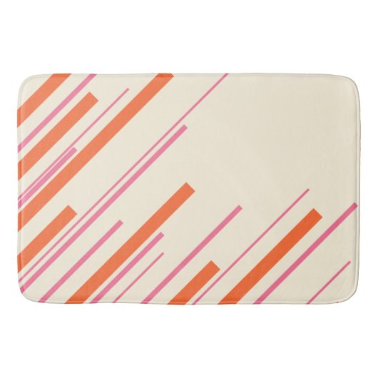 Diagonals - Roze, Sinaasappel en Crème Badmat (Voorkant)