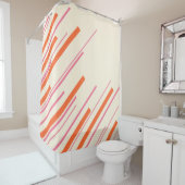 Diagonals - Roze, Sinaasappel en Crème Douchegordijn (In situ)