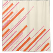 Diagonals - Roze, Sinaasappel en Crème Douchegordijn (Voorkant)