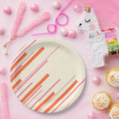 Diagonals - Roze, Sinaasappel en Crème Papieren Bordje (Feest)