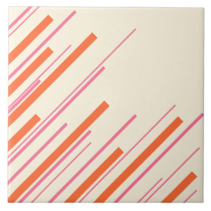 Diagonals - Roze, Sinaasappel en Crème Tegeltje