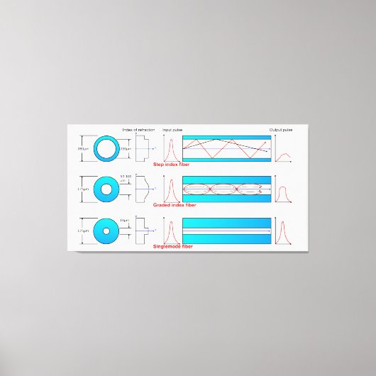 Diagram Grafiek Optische vezeltypen multimode Canvas Afdruk (Voorkant)