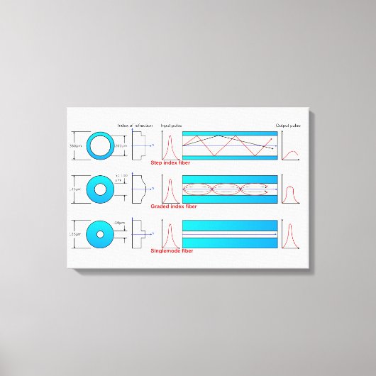 Diagram Grafiek Optische vezeltypen multimode Canvas Afdruk (Voorkant)