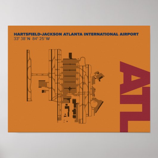 Diagram-Poster Atlanta Airport (ATL) Poster (Voorkant)