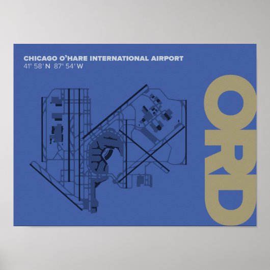 Diagram-Poster van Chicago O'Hare Airport (ORD) Poster (Voorkant)