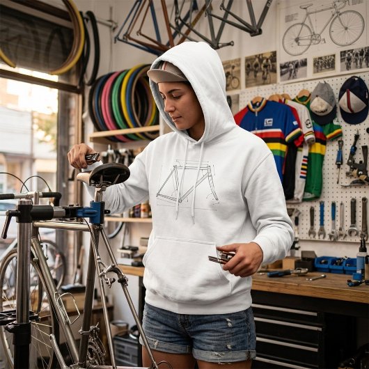 Diagram van de geometrie van een fietsframe hoodie