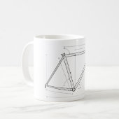Diagram van de geometrie van een fietsframe koffiemok (Voorkant links)