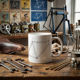 Diagram van de geometrie van een fietsframe  koffiemok