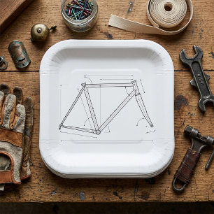 Diagram van de geometrie van een fietsframe  papieren bordje