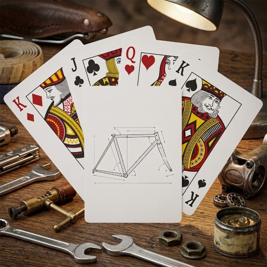 Diagram van de geometrie van een fietsframe pokerkaarten