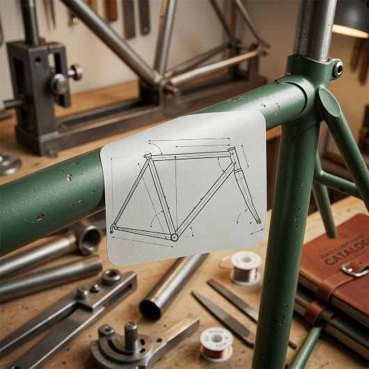 Diagram van de geometrie van een fietsframe  vierkante sticker