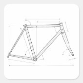 Diagram van de geometrie van een fietsframe  vierkante sticker (Voorkant)