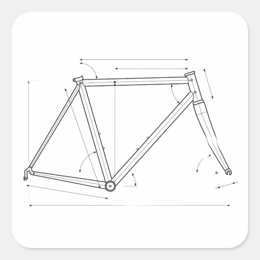 Diagram van de geometrie van een fietsframe  vierkante sticker (Voorkant)