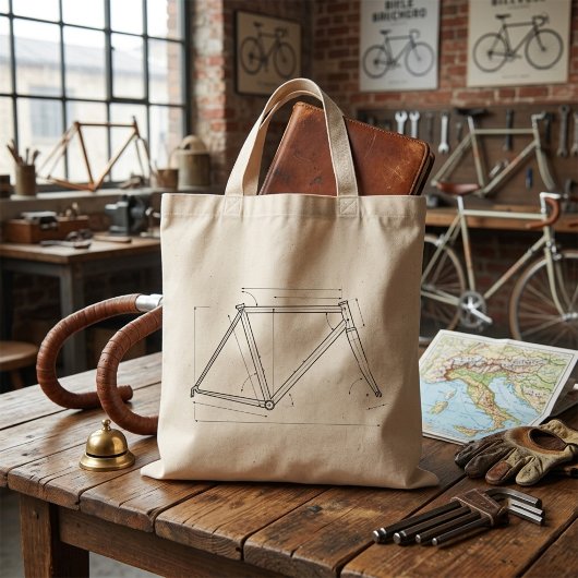 Diagram van fietsframegeometrie tote bag