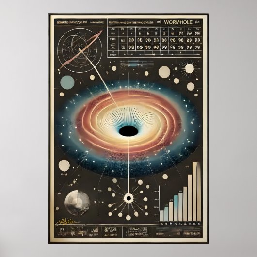 Diagram van het wormgat uit het ruimtetijdperk poster (Voorkant)