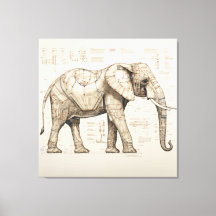 Diagrammatisch Afrikaanse olifant canvas Print