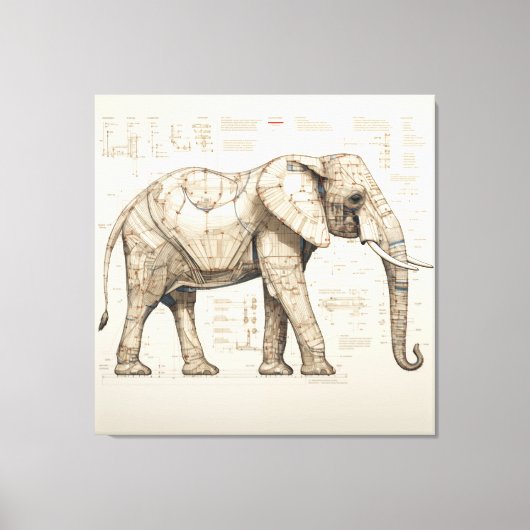 Diagrammatisch Afrikaanse olifant canvas Print (Voorkant)