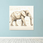Diagrammatisch Afrikaanse olifant canvas Print (Insitu (Houten vloer))