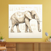 Diagrammatisch Afrikaanse olifant canvas Print (Insitu (Woonkamer))