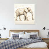 Diagrammatisch Afrikaanse olifant canvas Print (Insitu (Slaapkamer))