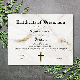 Diaken Kerk Certificaat van Priesterwijding