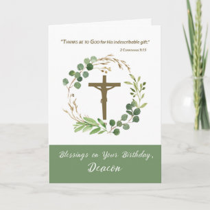 Diaken Verjaardag Bedankt zijn voor God Greenery K Kaart