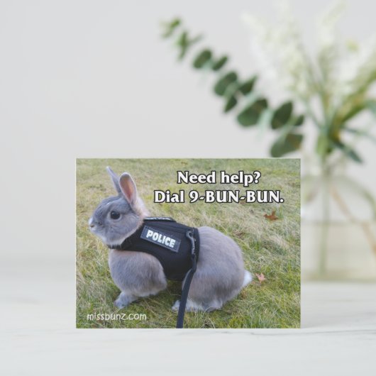 Dial 9 Bun Bun Briefkaart (Staand voorkant)