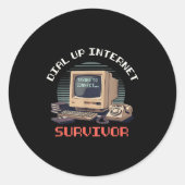 Dial Up Internet Survivor Funny Retro Computer Lov Ronde Sticker (Voorkant)