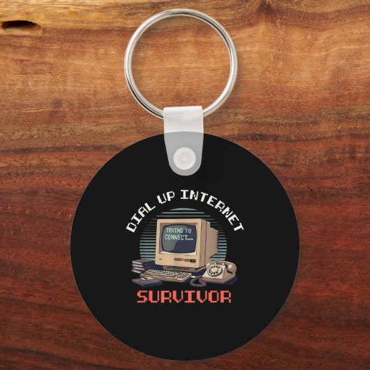 Dial Up Internet Survivor Funny Retro Computer Lov Sleutelhanger (Voorkant)