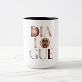 Dialogue Faces Gradient Letters Mug Tweekleurige Koffiemok (Center)