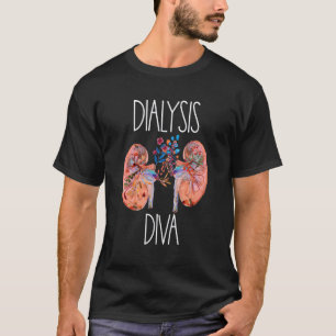 Dialyse Diva Bloem Nier Nephrologie Verpleegster D T-shirt