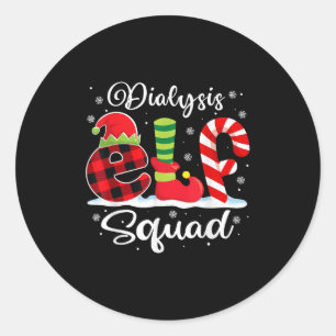 Dialyse Elf Squad Kerstdialyse Verpleegster Matchi Ronde Sticker