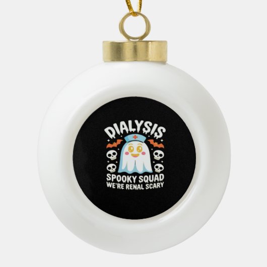 Dialyse Nefrologie Verpleegster Schattige Hallowee Keramische Bal Ornament (Voorkant)