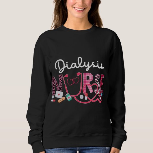 Dialyse Neurse Leopard Pset Love Heart Stethoscop Trui (Voorkant)