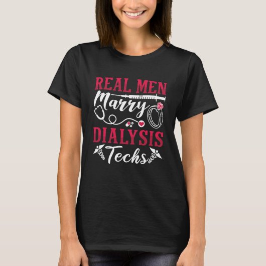 Dialyse Nurse Echte Mannen Dialyse Tech T-shirt (Voorkant)
